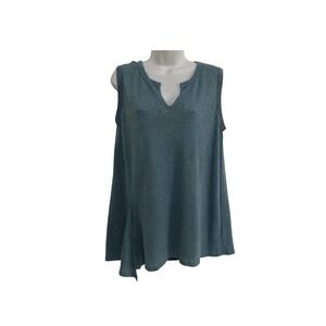 Bobeau Knit Top Shirt Large Blue Sleeveless Semi Sheer Stretch Women’s Shirt